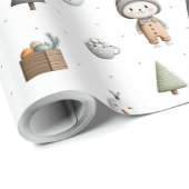Winter Konijn en Sneeuwman Cadeaupapier (Rol Hoek)
