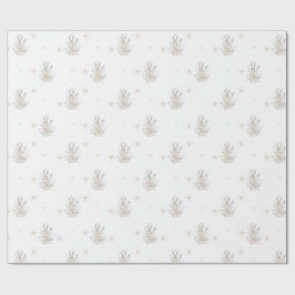 Winter Konijn met Winter Bloemen Cadeaupapier