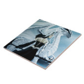 Winter Koningin Witte draak Fantasie Tegeltje (Zijkant)