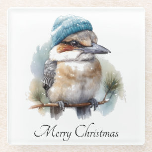 Winter Kookaburra Wensen, op maat Glazen Onderzetter