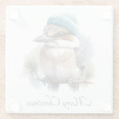Winter Kookaburra Wensen, op maat Glazen Onderzetter (Achterkant)