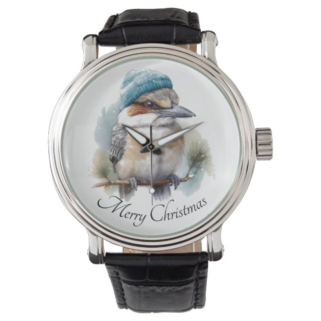 Winter Kookaburra Wensen, op maat Horloge (Voorkant)