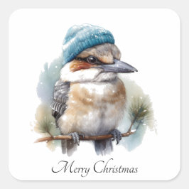 Winter Kookaburra Wensen, op maat Vierkante Sticker