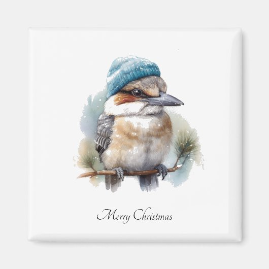 Winter Kookaburra Wishes, op maat gemaakt Magneet (Voorkant)