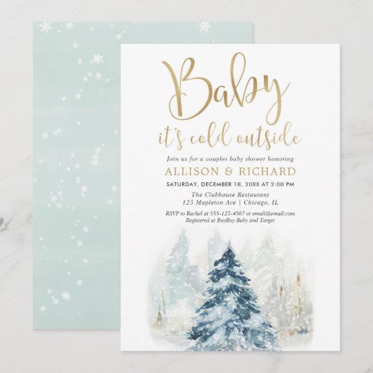 Winter koppels baby shower Baby is koud buiten Kaart (Voorkant / Achterkant)