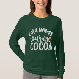 Winter koude handen warme cacao warme chocolade gr t-shirt