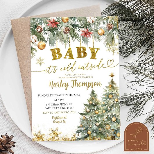 Winter Koude Kerst Bloemen Vakantie Baby shower Kaart