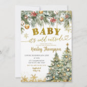 Winter Koude Kerst Bloemen Vakantie Baby shower Kaart (Voorkant)