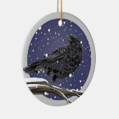 Winter Kraai Keramisch Ornament (Rechts)