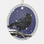 Winter Kraai Keramisch Ornament (Links)