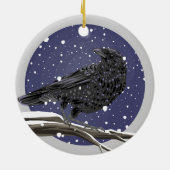 Winter Kraai Keramisch Ornament (Achterkant)