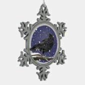 Winter Kraai Tin Sneeuwvlok Ornament (Links)