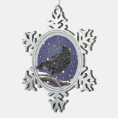 Winter Kraai Tin Sneeuwvlok Ornament (Rechts)
