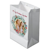 Winter krans aangepaste bericht en Kerstmis foto Medium Cadeauzakje (Voorkant Gekanteld)