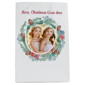 Winter krans aangepaste bericht en Kerstmis foto Medium Cadeauzakje (Voorkant)