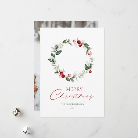 Winter Krans Aangepaste Foto Kaart (Voorkant / Achterkant in situ)