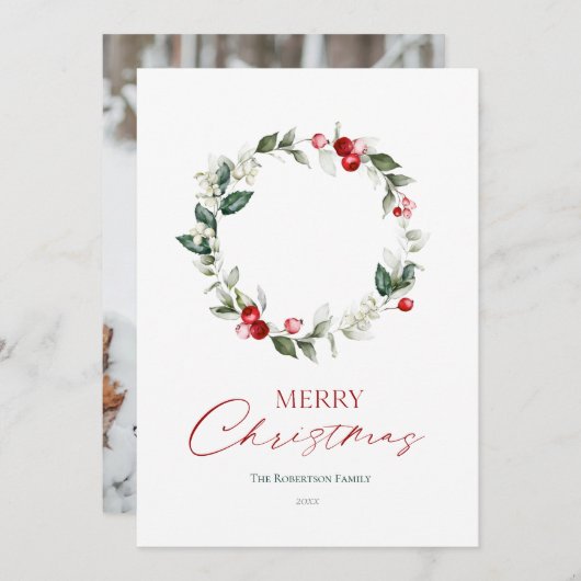 Winter Krans Aangepaste Foto Kaart (Voorkant / Achterkant)