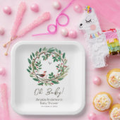 Winter Krans Berry Kerst Baby shower Papieren Bordje (Feest)