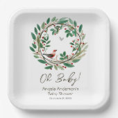 Winter Krans Berry Kerst Baby shower Papieren Bordje (Voorkant)