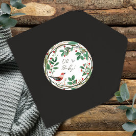 Winter Krans Berry Kerst Baby shower Ronde Sticker