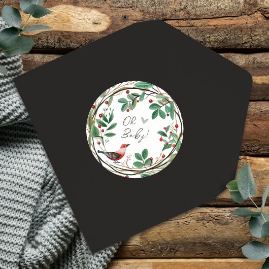 Winter Krans Berry Kerst Baby shower Ronde Sticker