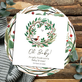 Winter Krans Berry Kerst Baby shower Servet