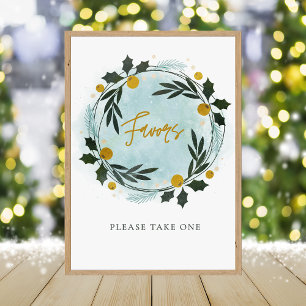 Winter Krans Blauwe Gouden Baby Shower Favor Bord Foto Afdruk