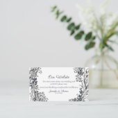 Winter krans bloemen bruiloft website | marineblau informatiekaartje (Staand voorkant)