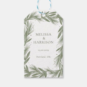 Winter krans bruiloft ontwerp groen cadeaulabel