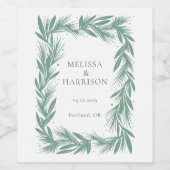 Winter krans bruiloft ontwerp groen wijn etiket (Enkel label)