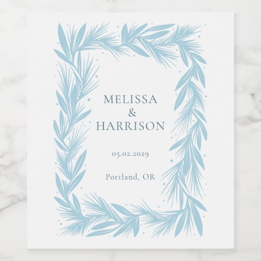 Winter krans bruiloft ontwerp wijn etiket (Enkel label)