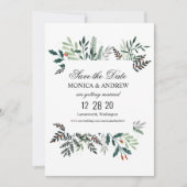 Winter krans bruiloft Save the Date Uitnodiging (Voorkant)