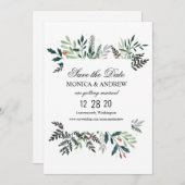 Winter krans bruiloft Save the Date Uitnodiging (Voorkant / Achterkant)