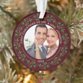 Winter Krans Eerste Kerstmis als Mijnheer en Mevro Ornament
