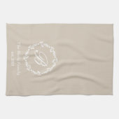 Winter krans familienaam Monogram Beige Theedoek (Horizontaal)