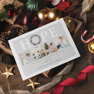 Winter Krans HOPE Foto Collage Kerstmis Feestdagenkaart