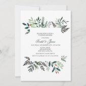 Winter Krans Koppels Bruisfeest Uitnodiging (Voorkant)