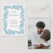 Winter krans moderne bruiloft details informatiekaartje (Voorkant / Achterkant)