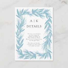 Winter krans moderne bruiloft details informatiekaartje