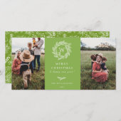 Winter Krans Monogram Vakantie 2 Foto Kaart Groen (Voorkant / Achterkant)