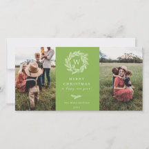 Winter Krans Monogram Vakantie 2 Foto Kaart Groen