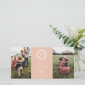 Winter Krans Monogram Vakantie 2 Foto Kaart Roze (Staand voorkant)