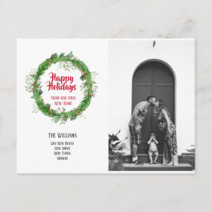 Winter Krans Nieuwe Thuis voor de Feestdagen Foto  Briefkaart
