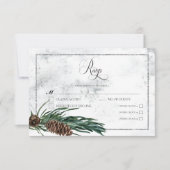 Winter krans & rood kardinaal bruiloft diner RSVP kaartje (Voorkant)