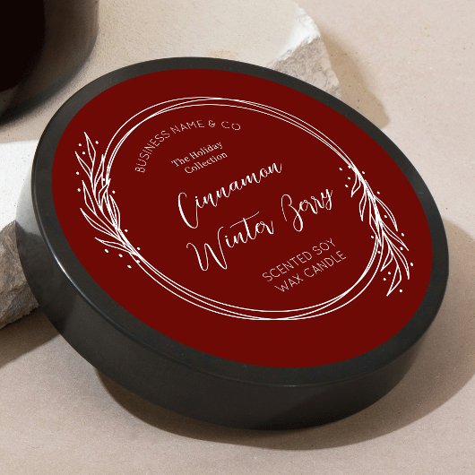 Winter Krans Rood & Wit Kerstproduct Label