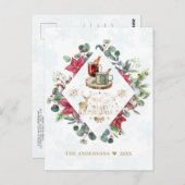 Winter Krans Script Wens je een Prettig Kerstfeest Briefkaart (Voorkant / Achterkant)