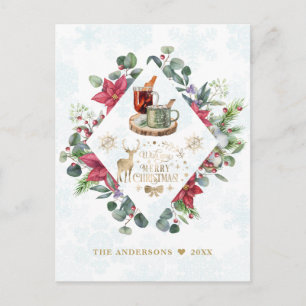 Winter Krans Script Wens je een Prettig Kerstfeest Briefkaart