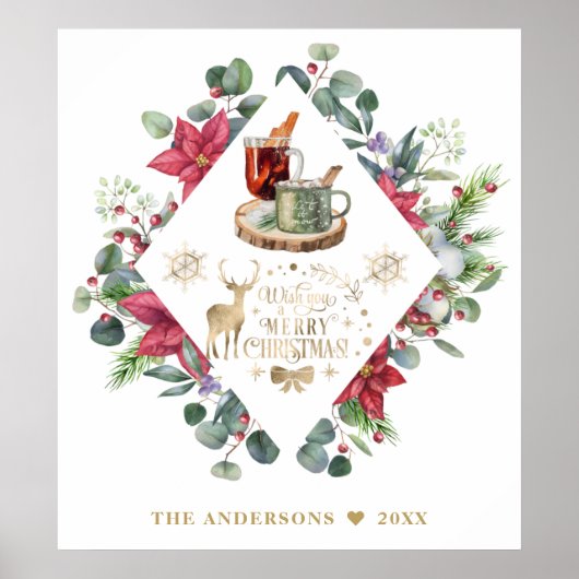 Winter Krans Script Wens je een Prettig Kerstfeest Poster (Voorkant)