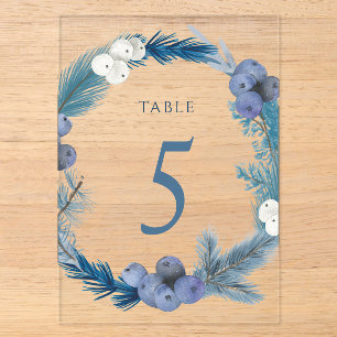 winter krans tafel nummer vijf bord acryl uitnodigingen