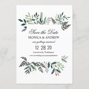 Winter Krans Trouw Save the Date Uitnodiging